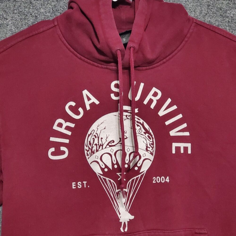 Circa Survive Hoodie Adult Small Burgundy White 2004 Y2K Retro Rock Band Music
